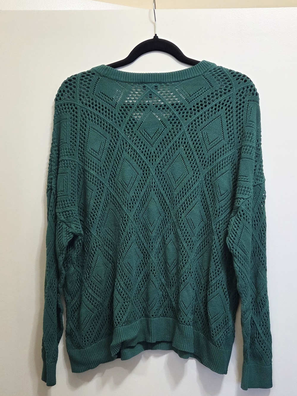 Torrid Green Open-Knit Pointelle Diamond Crewneck Sweater 2X - Picture 5 of 5